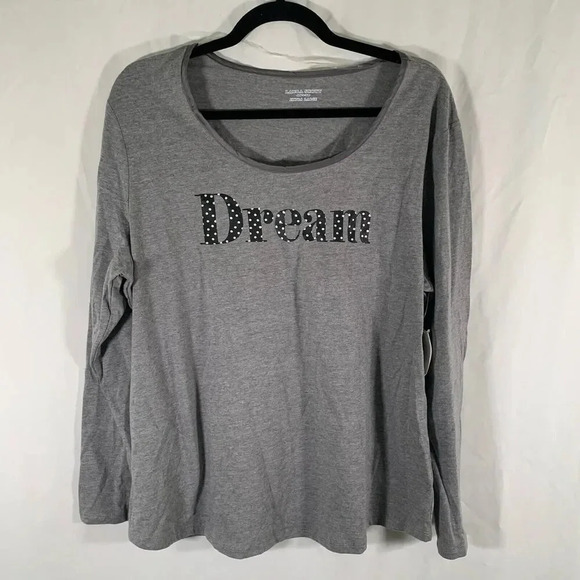 Laura Scott Sleep Shirt Women's XL Grey Dream Long Sleeve Crew Neck New - Picture 1 of 7